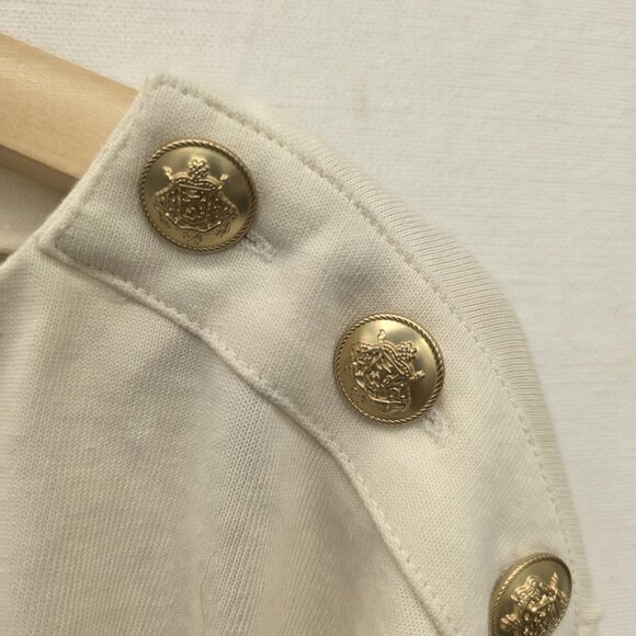 J.Crew Cropped Boatneck T-shirt with Buttons in Mariner Cotton - Size Large - Picture 3 of 9